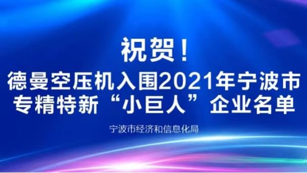 祝賀！德曼登榜2021年寧波專精特新“小巨人”企業(yè)